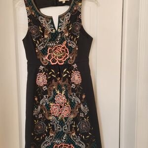 Stunning Floral Embroidery Black Dress from Anthropologie